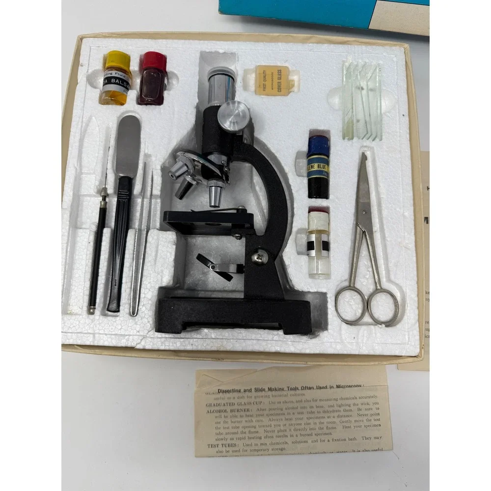 Vintage Junior Microscope Set Complete‎ with Box and Accessories